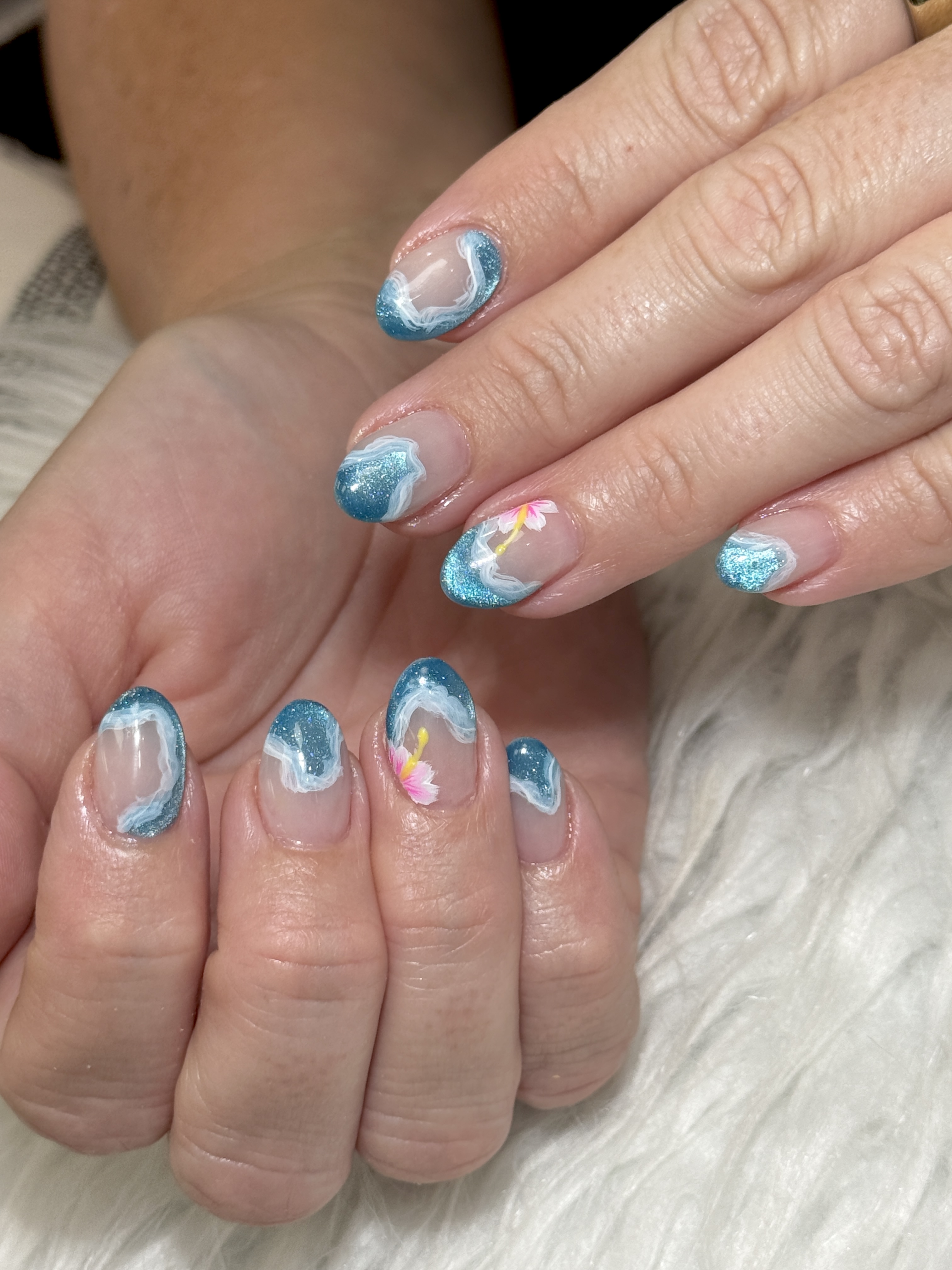 Blue Gel-X nail art