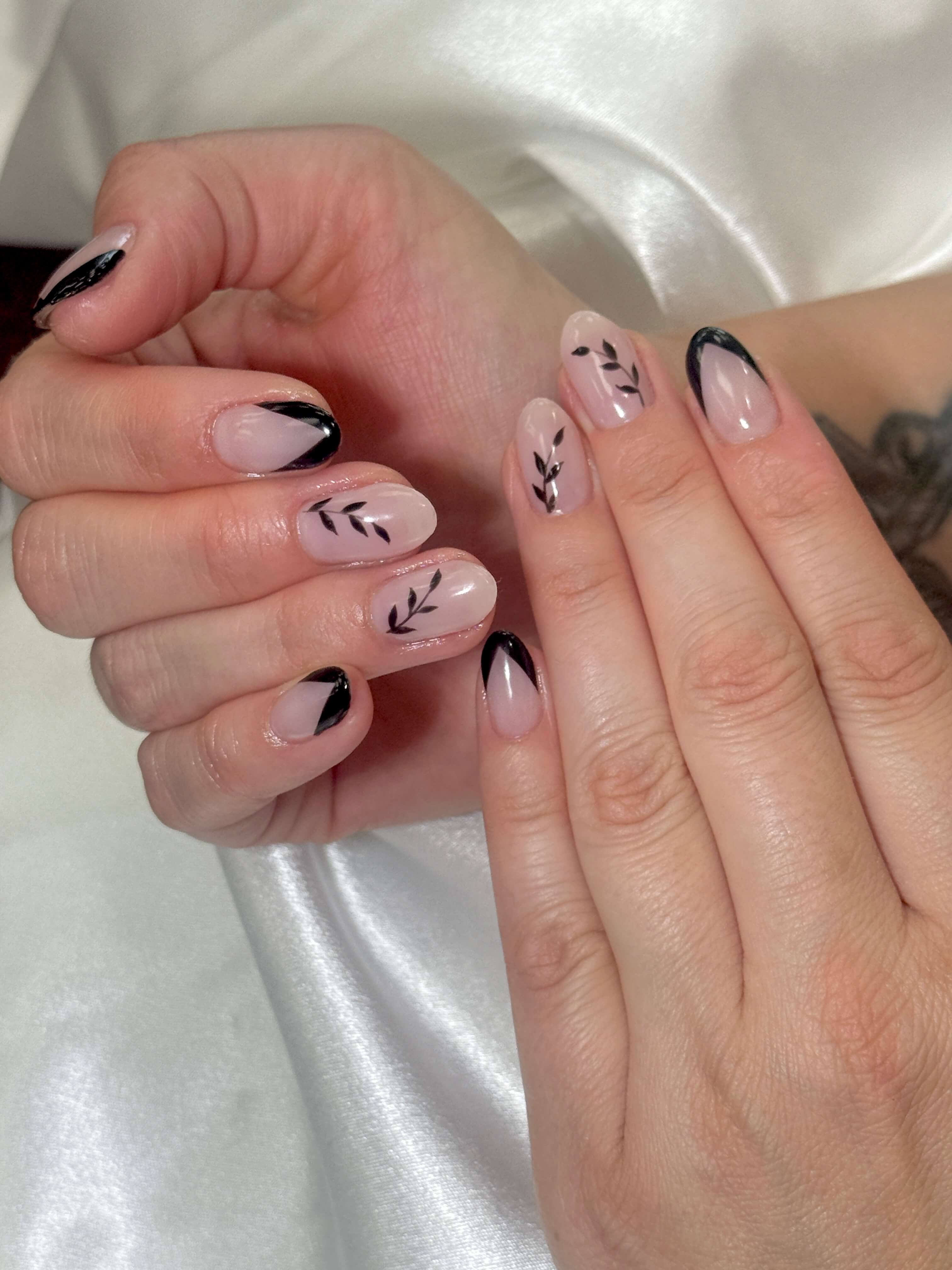 Gel-X nail extensions with custom designs